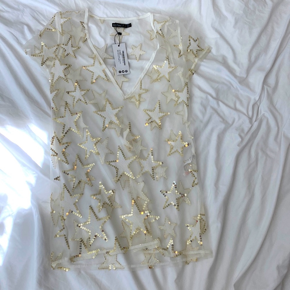 Boohoo Sheer Star Dress New With Tags